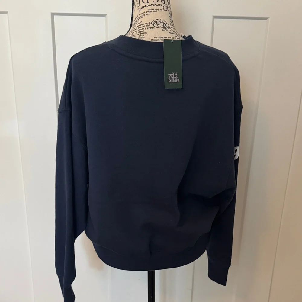 wild fable Navy and White London V-Neck Graphic Sweatshirt - Picture 4 of 6
